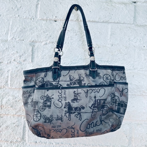 Coach Gallery Horse & Carriage East-West Tote/Purse Gray - Picture 2 of 12